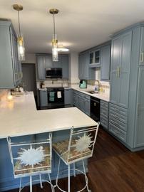 Blue cabinet kitchen renovation