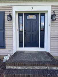Updated blue entry door