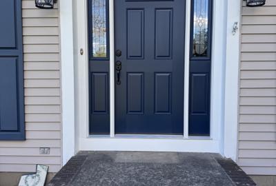 Updated blue entry door
